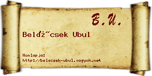 Belácsek Ubul névjegykártya